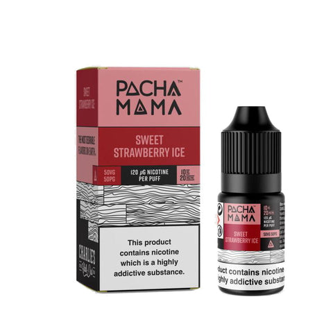 Pacha Mama Disposable Inspired Nic Salts Sweet Strawberry Ice / 10mg On White Background