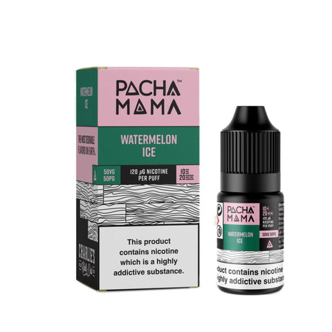 Pacha Mama Disposable Inspired Nic Salts Watermelon Ice / 10mg On White Background