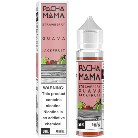 Pachamama By Charlies Chalk Dust 50ml Shortfill Juice Range (NEW FLAVOURS) Strawberry, Guava and Jackfruit On White Background