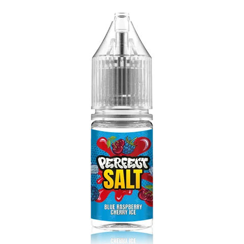 Perfect Vape Nic Salt E-Liquids 10mg / Blue Raspberry Cherry Ice On White Background