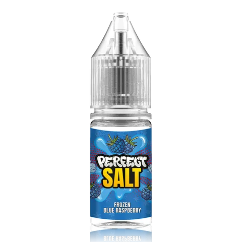 Perfect Vape Nic Salt E-Liquids 10mg / Frozen Blue Raspberry On White Background