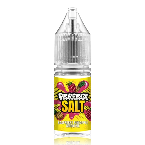Perfect Vape Nic Salt E-Liquids 10mg / Raspberry Pineapple Smoothie On White Background