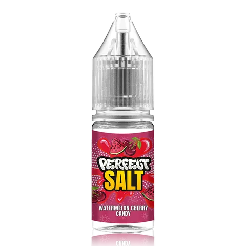 Perfect Vape Nic Salt E-Liquids 10mg / Watermelon Cherry Candy On White Background