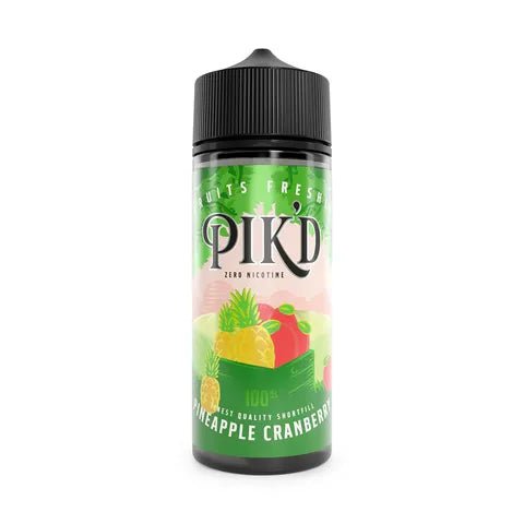 Pik’d 100ml Shortfill E-Liquids Pineapple & Cranberry On White Background