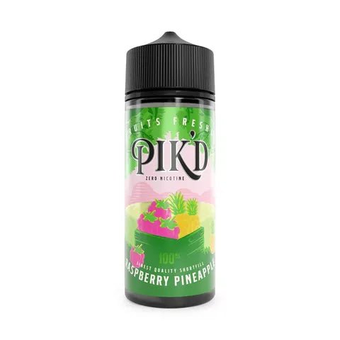 Pik’d 100ml Shortfill E-Liquids Raspberry & Pineapple On White Background