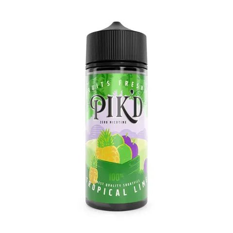 Pik’d 100ml Shortfill E-Liquids Tropical Lime On White Background