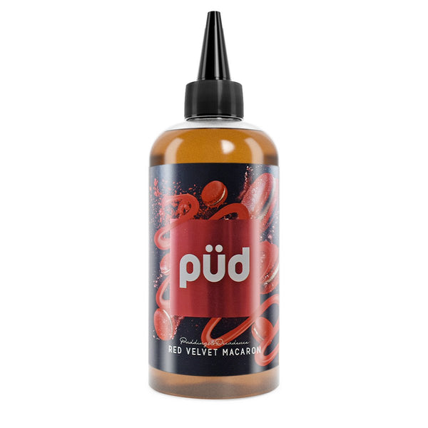 PUD E-Liquids 200ml Shortfill by Joes Juice Red Velvet Macaron On White Background