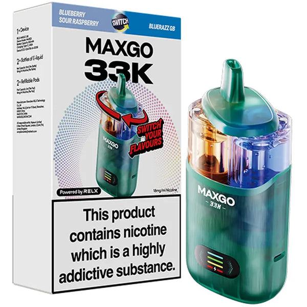 RELX Maxgo Combo 33K Prefilled Vape Kit Blueberry Sour Raspberry + Blue Raspberry