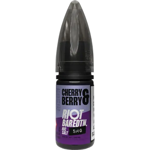 riot squad bar salts cherry & berry vape juice bottle on clear background