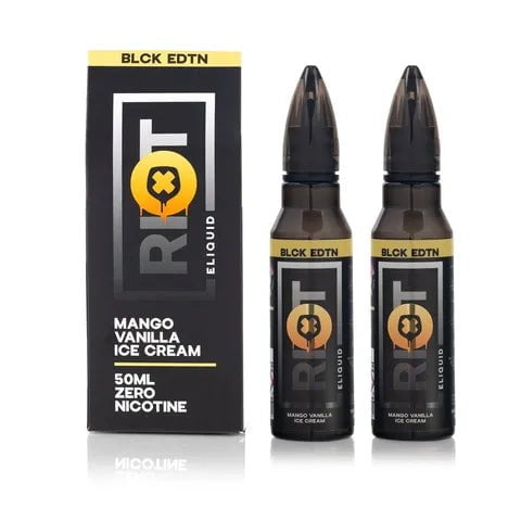 Riot Squad Black Edition 100ml Shortfill E-Liquids Mango Vanilla Ice Cream On White Background
