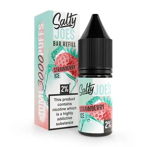 Salty Joe's Bar Refill E-Liquids Strawberry Ice / 10mg On White Background