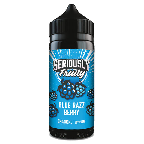 Seriously Fruity 100ml Shortfill E-Liquid by Doozy Vape Co Blue Razz Berry On White Background