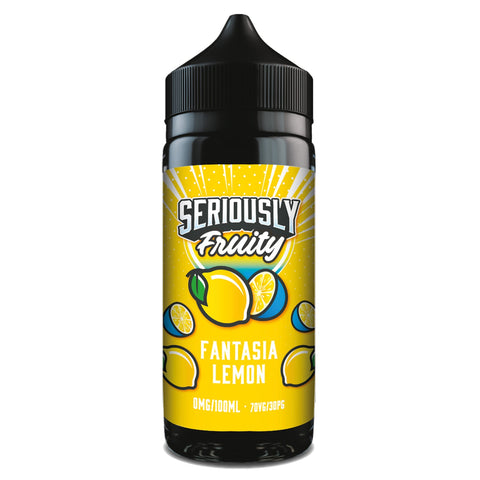 Seriously Fruity 100ml Shortfill E-Liquid by Doozy Vape Co Fantasia Lemon On White Background