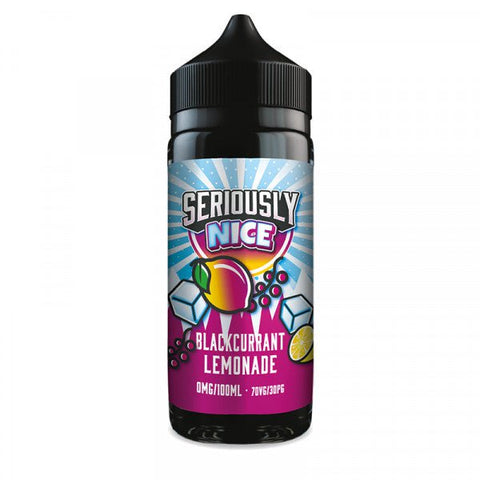 Seriously Nice 100ml Shortfill E-Liquid by Doozy Vape Co Blackcurrant Lemonade On White Background