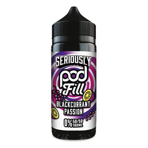 seriously podfill 100ml blackcurrant passion on white background