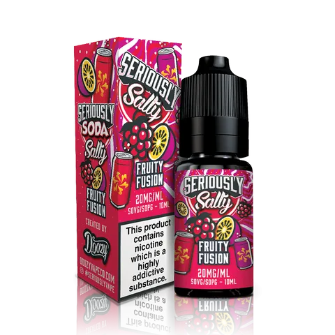 Seriously Salty Sodas 10ml Nic Salts 10mg / Fruity Fusion On White Background
