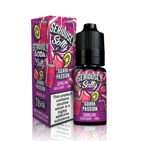 Seriously Salty Sodas 10ml Nic Salts 10mg / Guava Passion On White Background