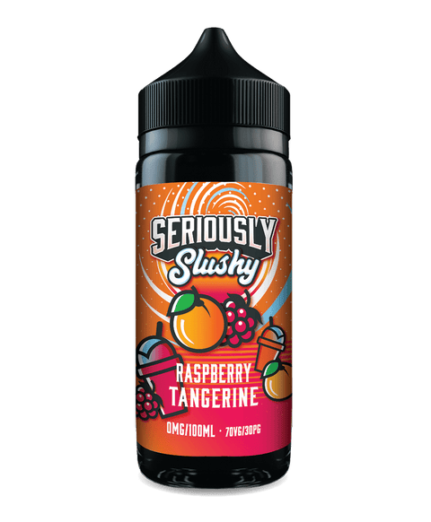 Seriously Slushy 100ml Shortfill E-Liquid by Doozy Vape Co Raspberry Tangerine On White Background
