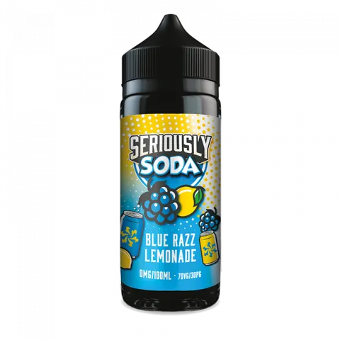 Seriously Soda 100ml Shortfill by Doozy Vape Blue Razz Lemonade On White Background