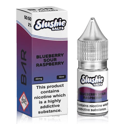 Slushie Bar Salt E-Liquids Blueberry Sour Raspberry / 10mg On White Background