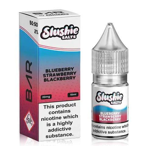 Slushie Bar Salt E-Liquids Blueberry Strawberry Blackberry / 10mg On White Background