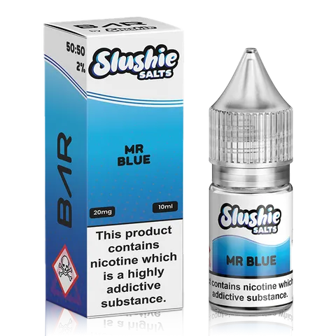 Slushie Bar Salt E-Liquids Mr Blue / 10mg On White Background