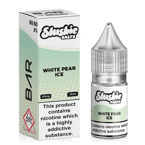 Slushie Bar Salt E-Liquids White Pear Ice / 10mg On White Background