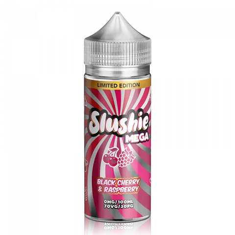 Slushie Mega 100ml Shortfill E-Liquids Black Cherry Raspberry On White Background