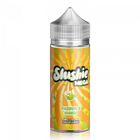 Slushie Mega 100ml Shortfill E-Liquids Passion and Mango On White Background