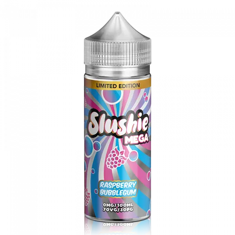 Slushie Mega 100ml Shortfill E-Liquids Raspberry Bubblegum On White Background