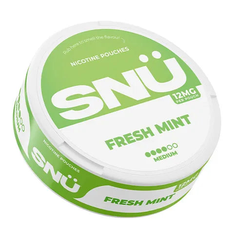 snu fresh mint 12mg nicotine pouch on white background