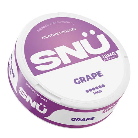 snu grape 18mg nicotine pouch on white background