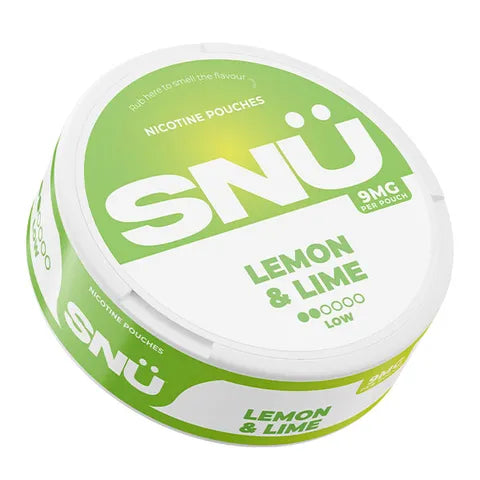 snu lemon lime 9mg nicotine pouch on white background