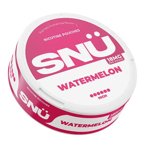 snu watermelon 18mg nicotine pouch on white background