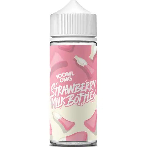 Strawberry Milk Bottles 100ml Shortfill On White Background