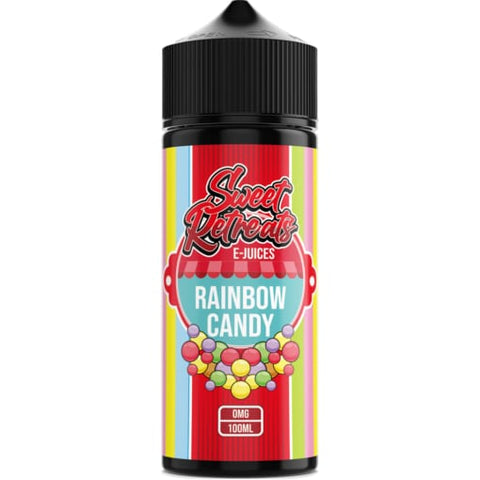 Sweet Retreats 100ml Shortfill E-Liquid Rainbow Candy On White Background
