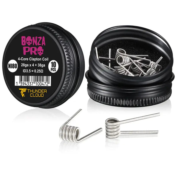 Thunder Cloud x Vaping Bogan Bonza Pro Coils 4-Core Fused Clapton Ni80 ID 3.5 0.25ohm