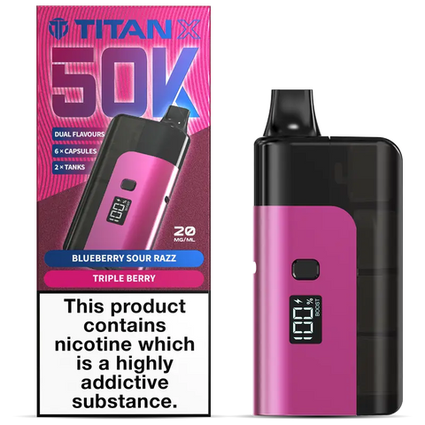 Titan X 50k Prefilled Vape Kit Blueberry Sour Razz + Triple Berry