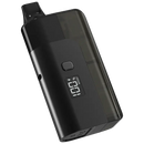 Black electronic device with digital display on a white background