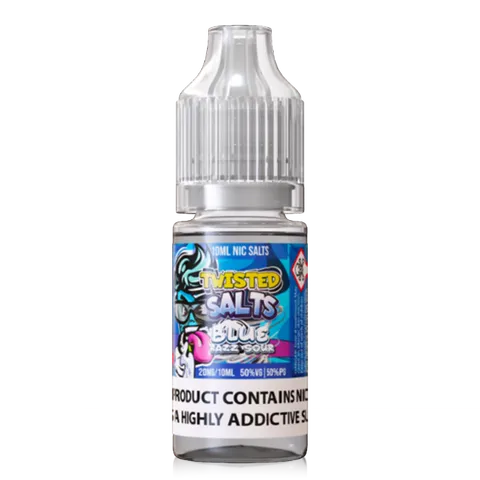 Twisted Salts 10ml Nic Salt E-Liquids 20mg / Blue Razz Sour On White Background