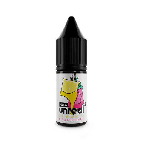 Unreal 2 Nic Salt E-Liquids Lemon & Raspberry / 10mg On White Background