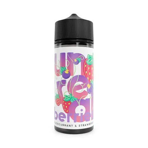 Unreal Berries 100ml Shortfill E-Liquids Blackcurrant & Strawberry On White Background