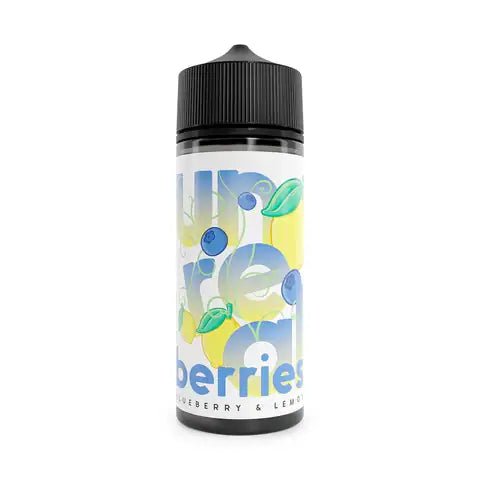 Unreal Berries 100ml Shortfill E-Liquids Blueberry & Lemon On White Background
