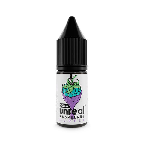 Unreal Raspberry Nic Salt E-Liquid Purple / 5mg On White Background