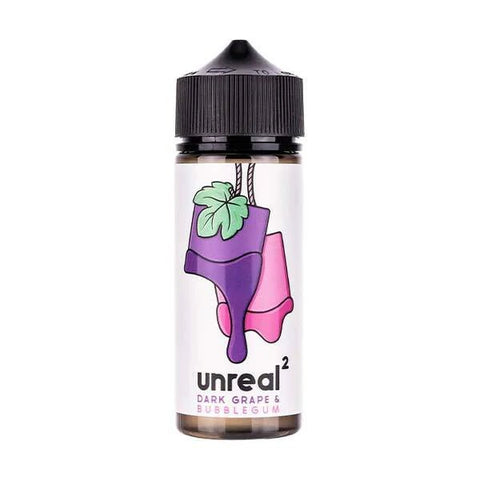 Unreal2 100ml Shortfill E-Liquid Dark Grape & Bubblegum On White Background