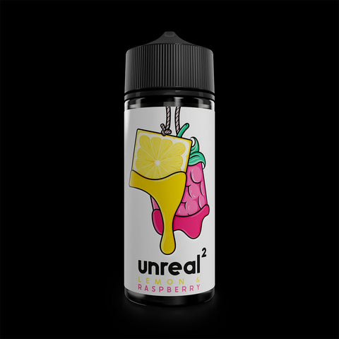 Unreal2 100ml Shortfill E-Liquid Lemon & Raspberry On White Background