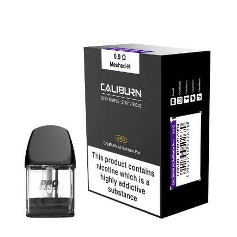 Uwell Caliburn A2 Replacement Pods 0.9ohm Meshed-H On White Background