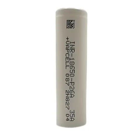 vapcell P26a 18650 25a 2600mah battery on white background