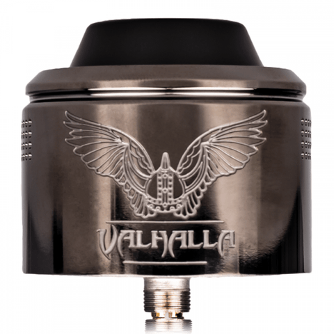 Vaperz Cloud Valhalla V2 RDA 40mm Polished Gunmetal On White Background