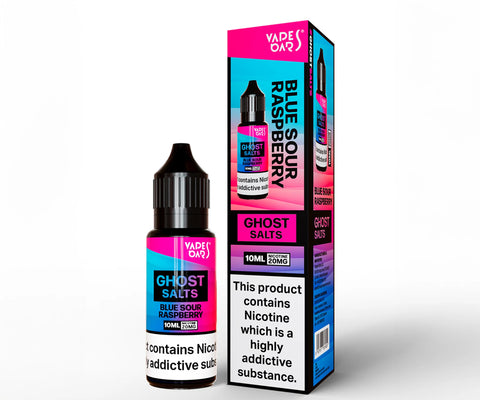 vapes bars ghost salts blue sour raspberry on white background